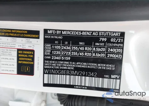 2021 Mercedes-Benz Glc 300 4Matic Suv from USA, damaged, VIN W1N0G8EB3MV291342